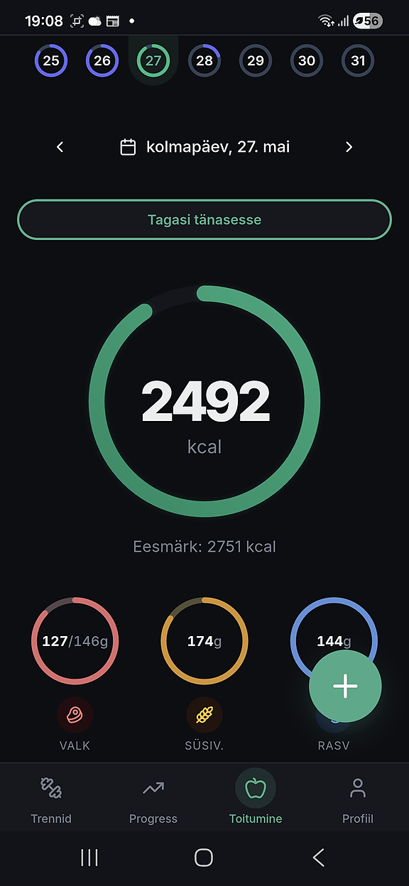 MoveFree toitumise ekraan